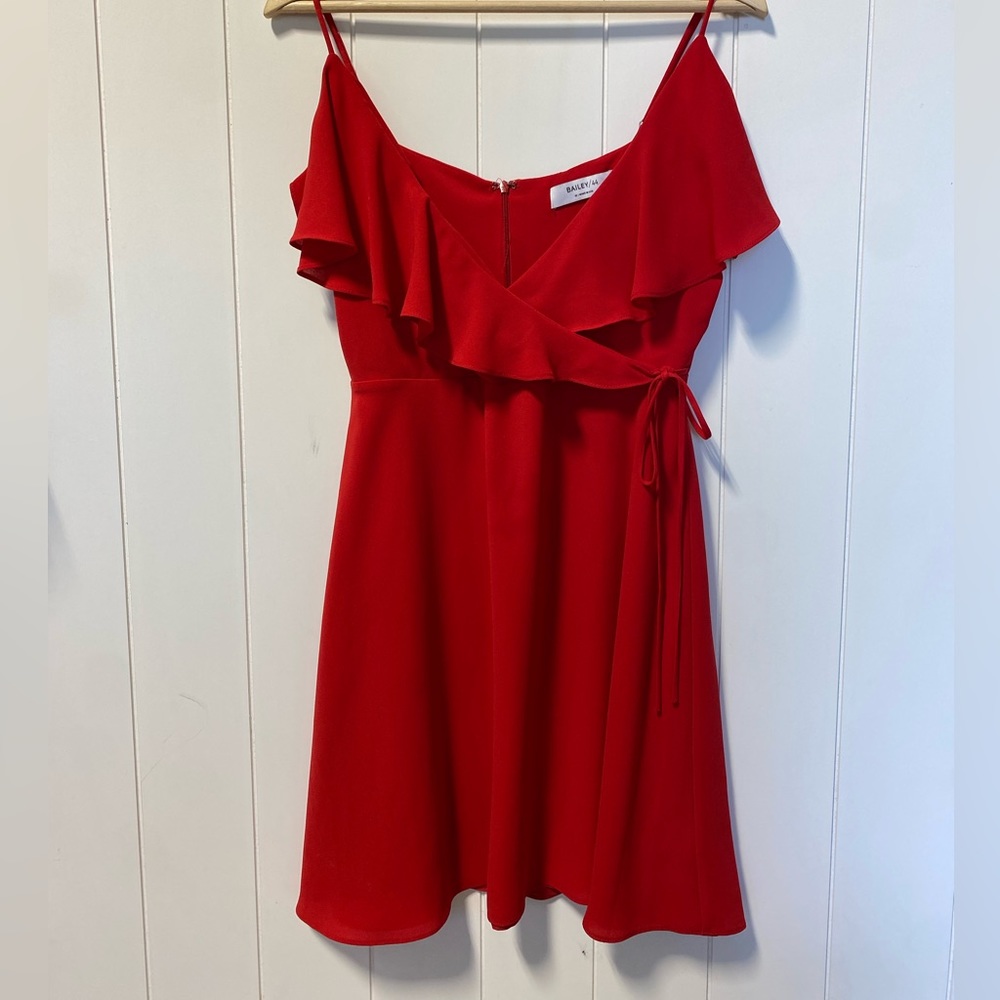 Bailey 44 Red wrap  ruffled Dress with adjustable straps